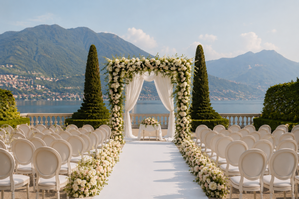 Arche de cérémonie fleurie, décor de mariage élégant, Wedding Planner Toulon Var Provence